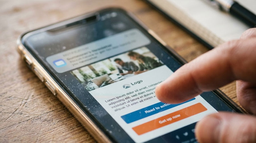 Tapping through from an email newsletter to a websit